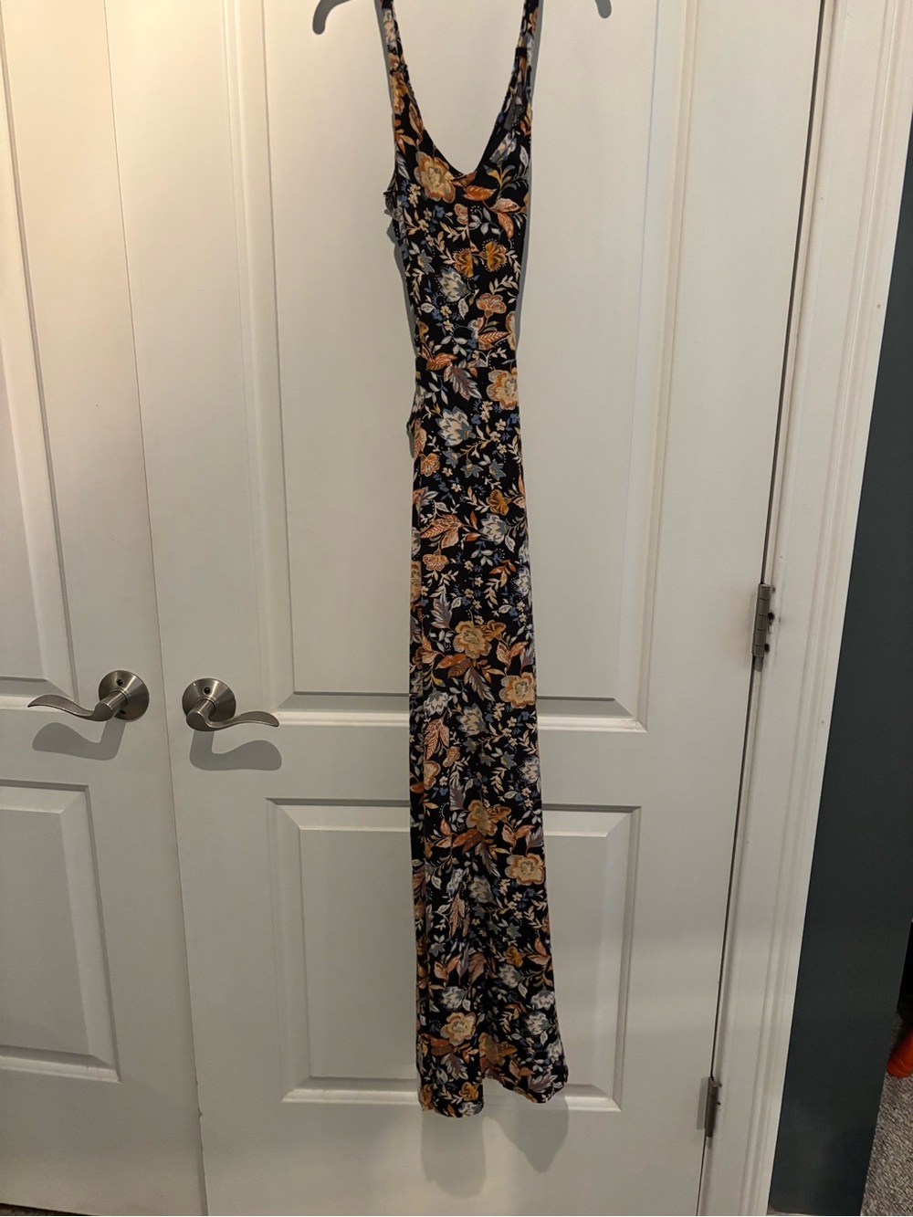 MSK Black Maxi Dress with Yellow and Cream Floral Print